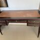 Antique Louis XVI style desk – solid wood + leather + extensions