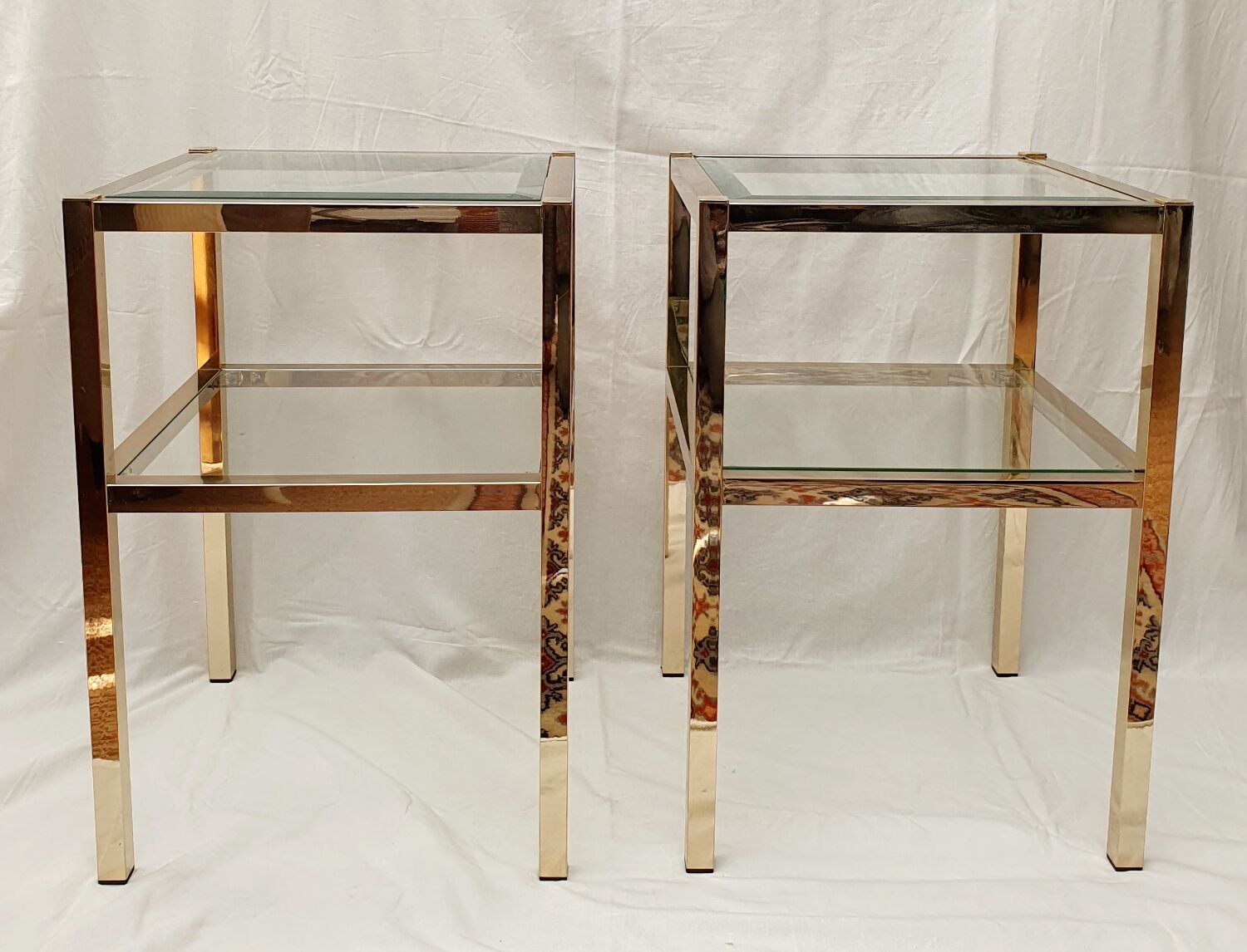 Pair of gold side tables Roche Bobois