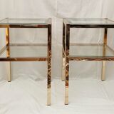 Pair of gold side tables Roche Bobois