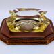 Ashtray / Catch-all Mid-Century Solid Glass Murano Style & Leather 1960