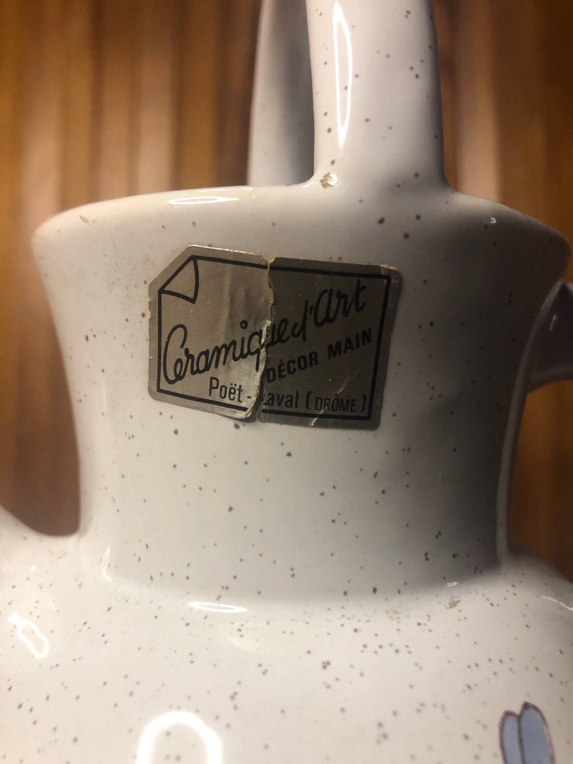 Old pitcher poet laval vintage painted art ceramic #a424