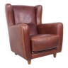 Brown Leather Bergerè armchair by Baxter, 1990s