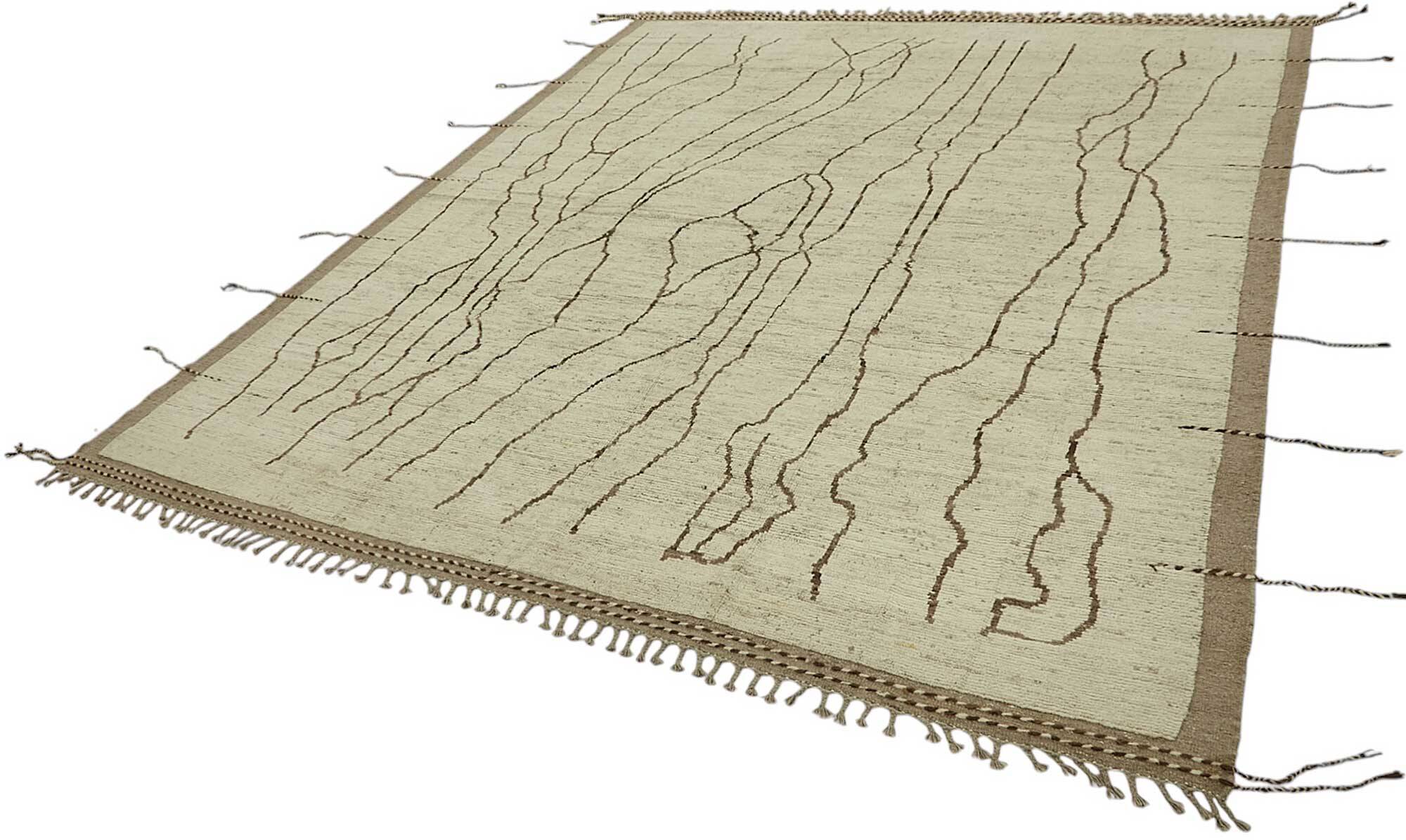 Handmade Turkish One of a Kind 257 cm x 298 cm Beige Wool Carpet