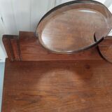 Art deco wooden dressing table oak round mirror