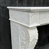 Louis XVI Fireplace In White Carrara Marble Circa 1880