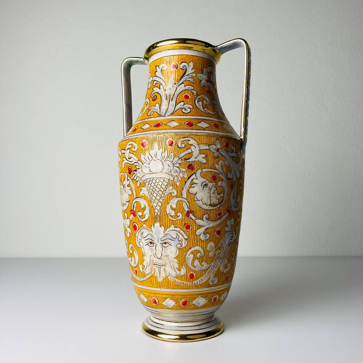 Antique ceramic vase by Serafino Volpi for Deruta, Italy, 1950s.