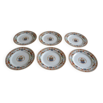 Haviland Limoges porcelain 6 dinner plates "A la corbeille" decor