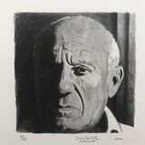 Jean-Baptiste Sécheret: Original lithograph signed in pencil Bonjour Picasso, 2002