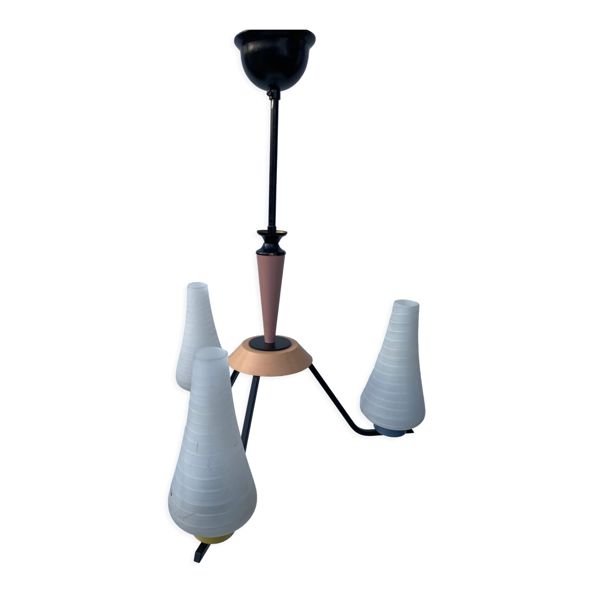 Vintage milk glass pastel color hanging lamp