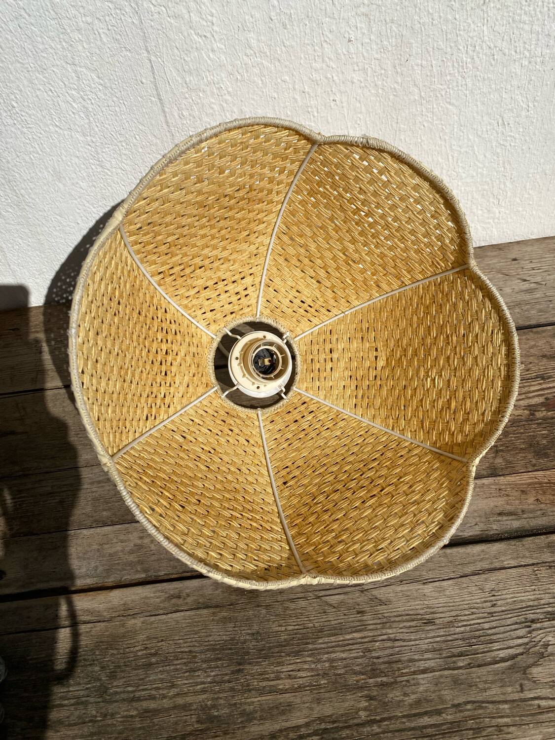 Rattan and flower cane hanging lamp