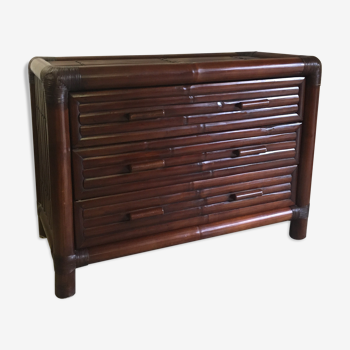 Commode bois et bambou mid. XXème