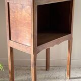 Table de chevet en bois et blanc vintage