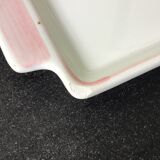 Gien earthenware cake dish, pink flower decoration, 1940s-50s