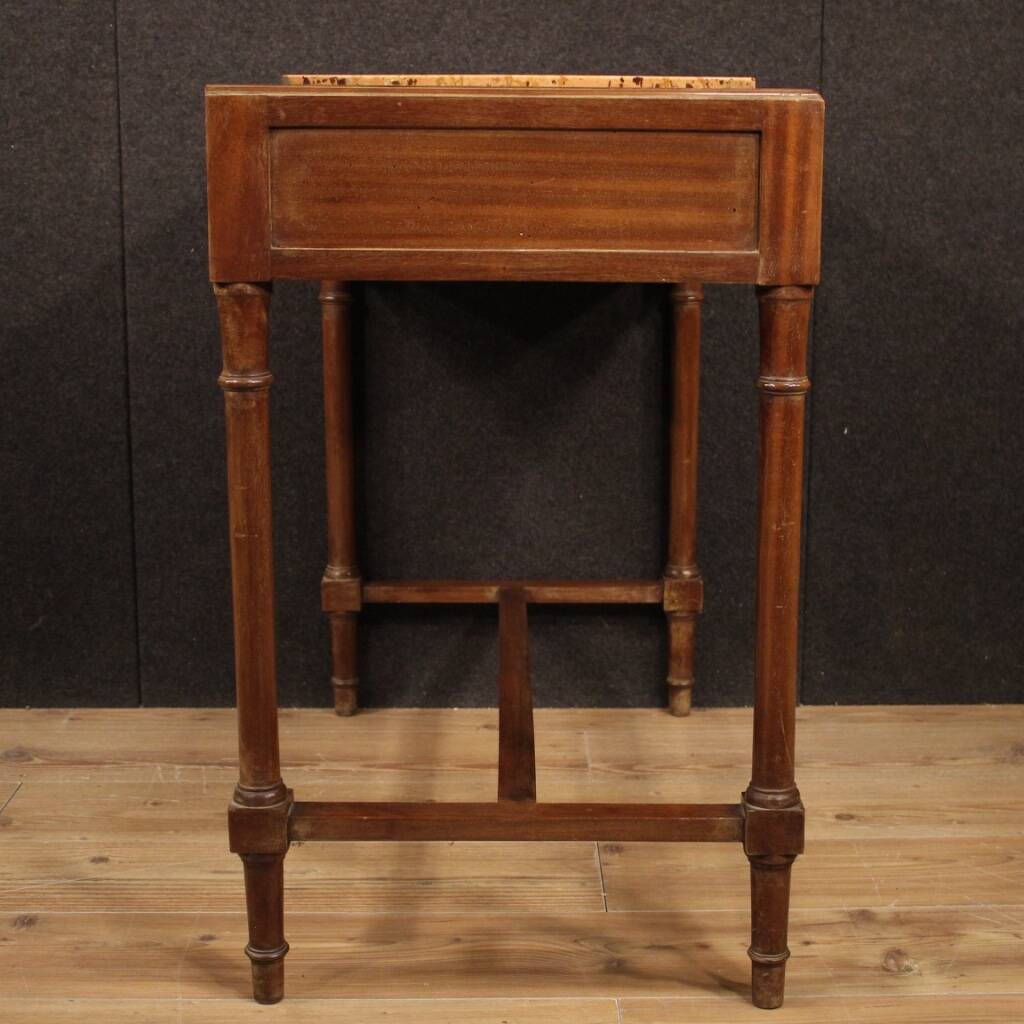 Italian inlaid table with marble top from 20th century