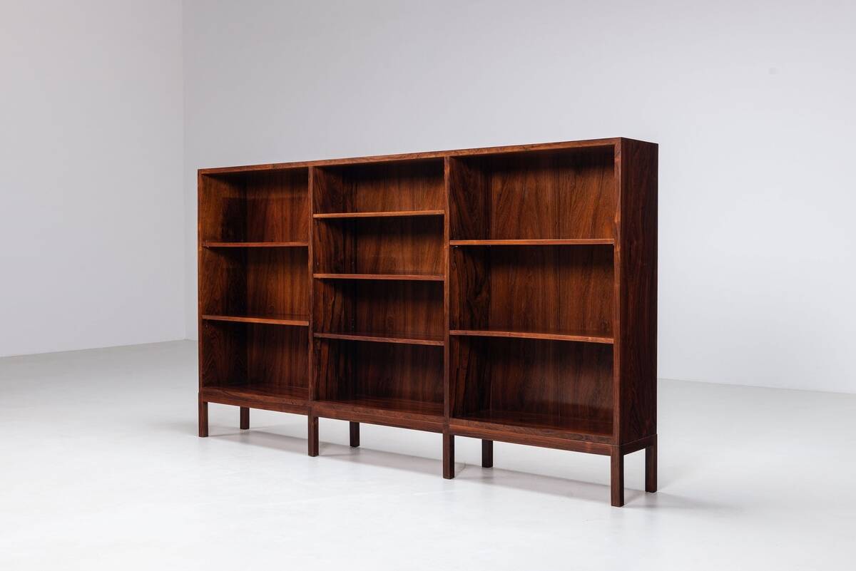 Grande bibliothèque scandinave en palissandre, Danemark, 1960.
