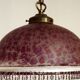 French Mid Century Purple Art Glass Ceiling Light Beaded Fringed Shade 4491