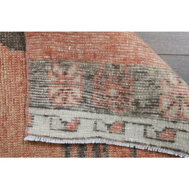 Orange Vintage Turkish Oushak Handmade Wool Runner Unique Rug 78x318