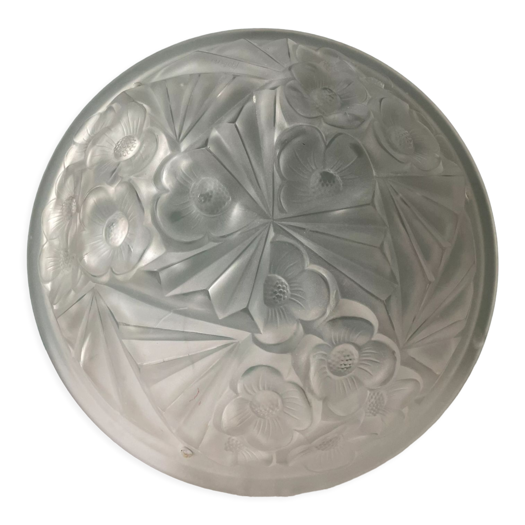 Art deco glass paste lampshade signed hubens degué