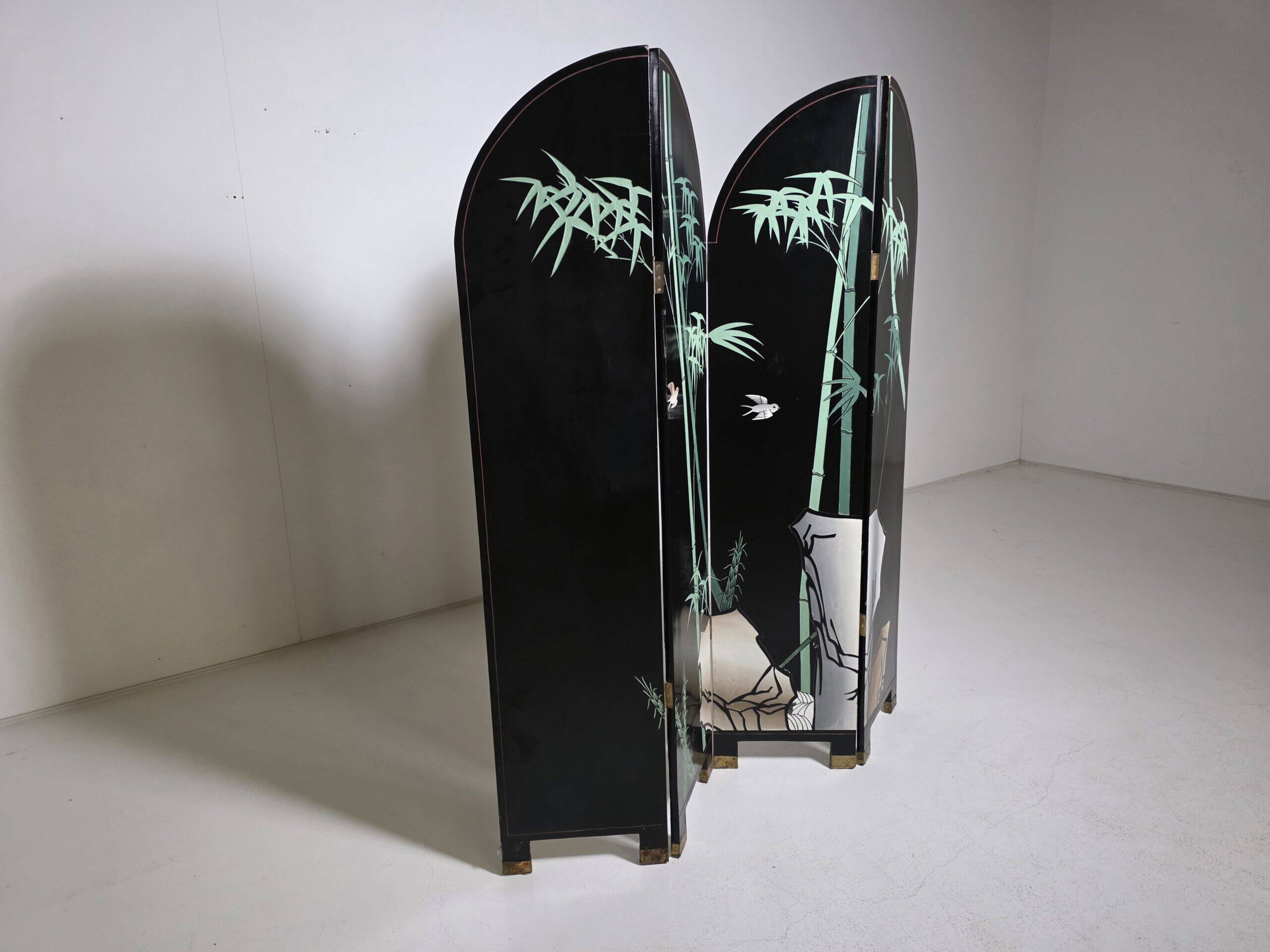 French four-panel room divider by Fournier Decoration Paris, 1980s