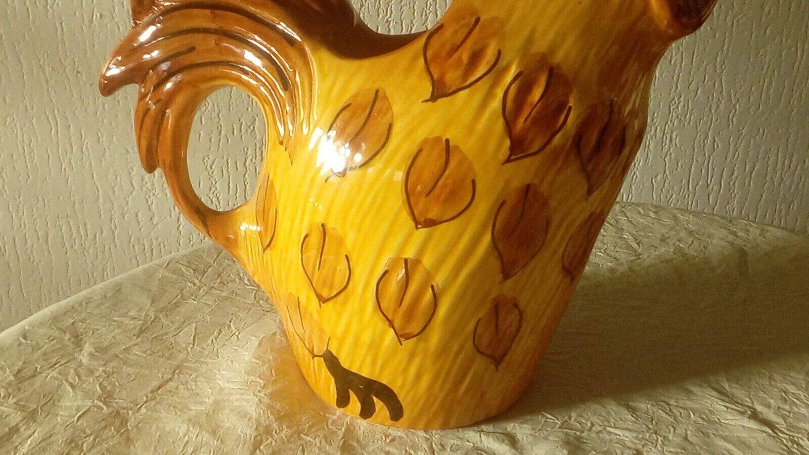 Vintage earthenware rooster pitcher