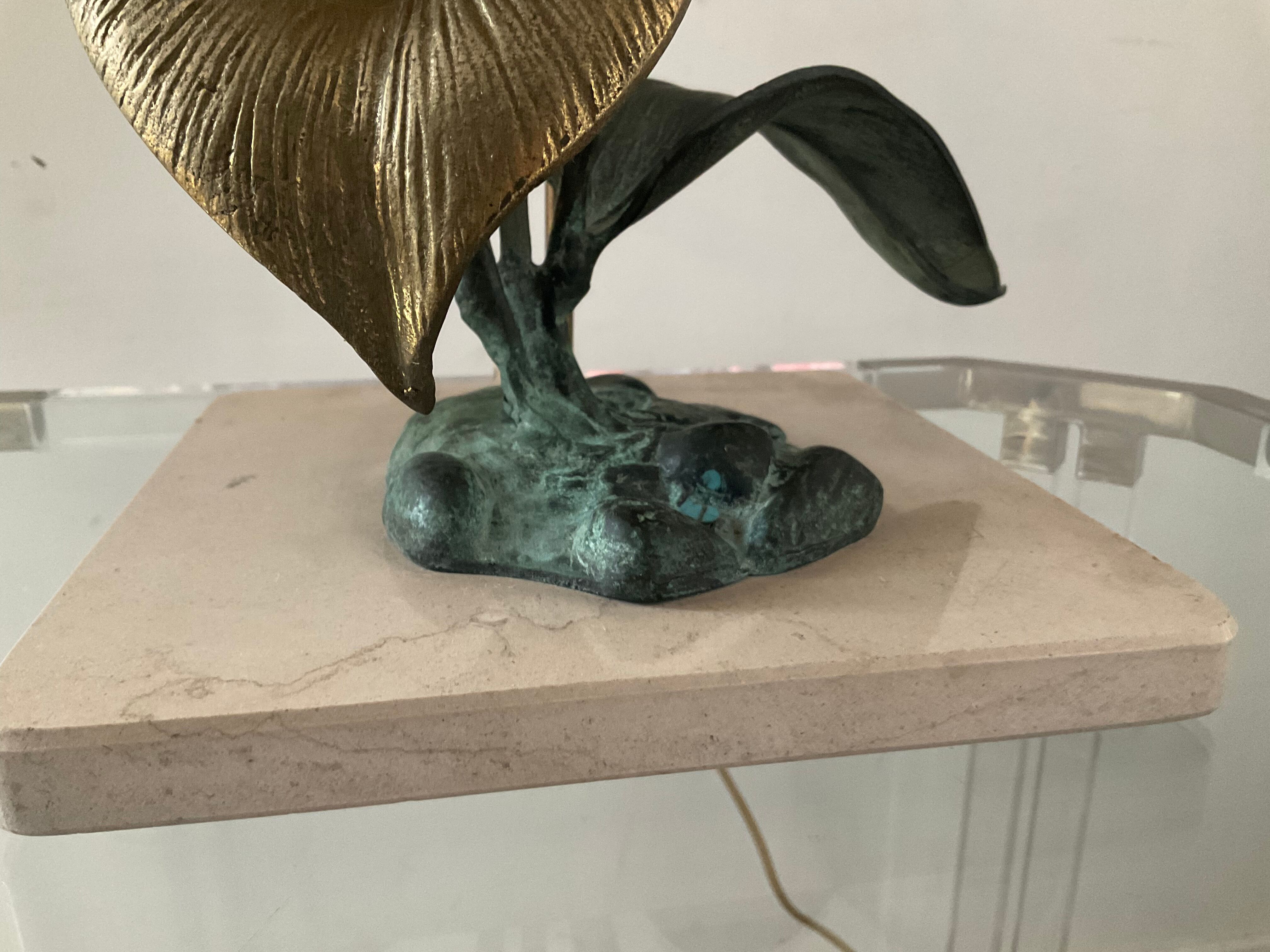 Vintage lamp in travertine and bronze 70s