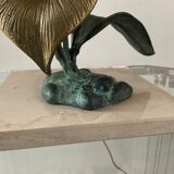 Vintage lamp in travertine and bronze 70s