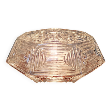 Plafonnier vintage en verre texturé, motifs géométriques, Wila, 1970