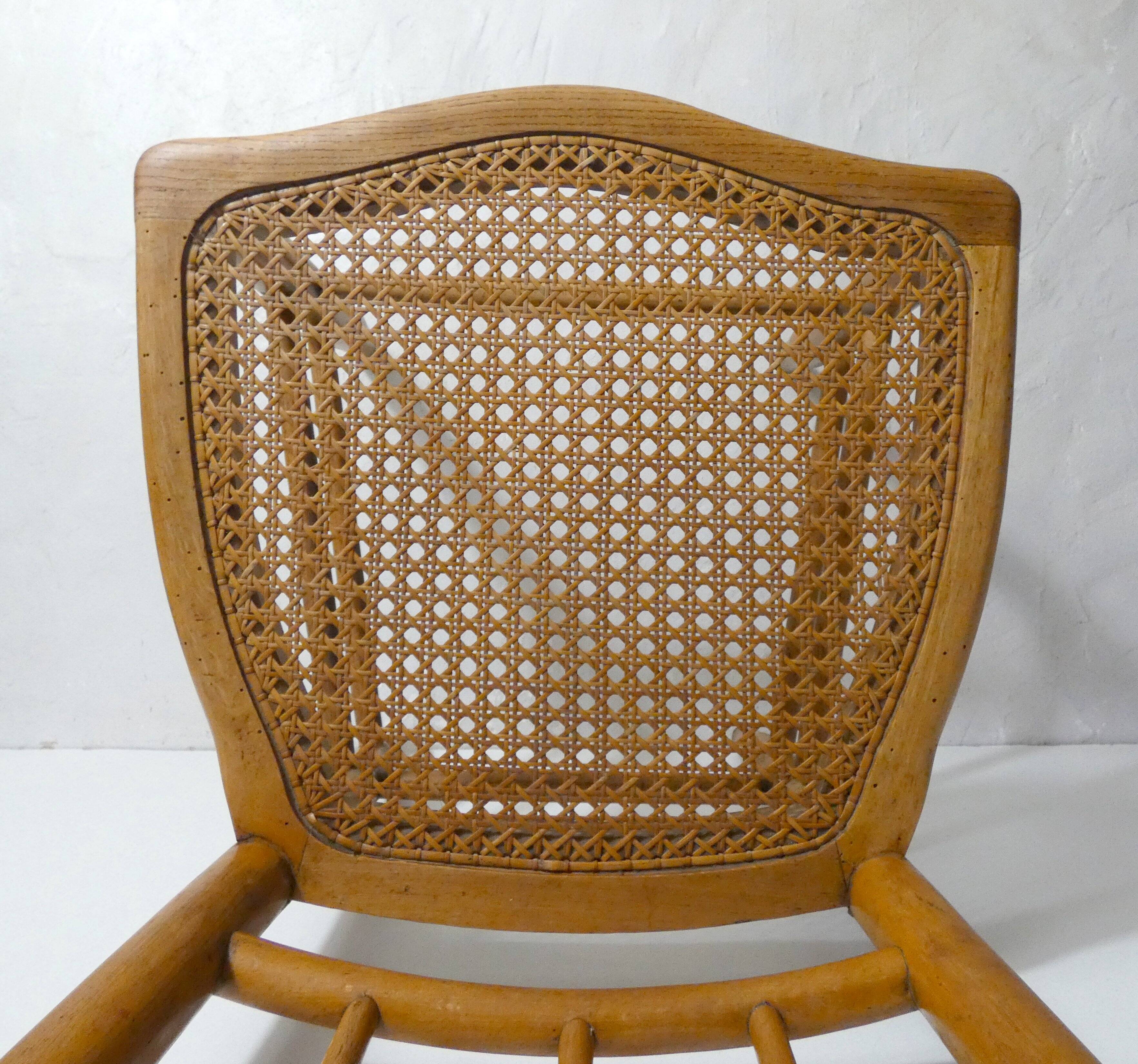 vintage wooden bistro chair with caning