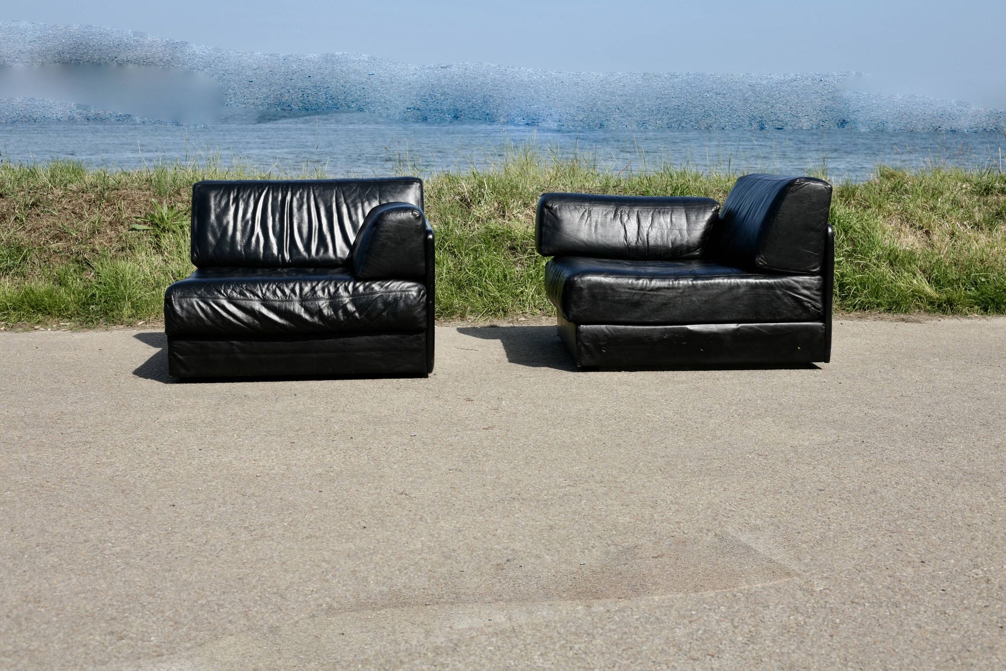Canapé De Sede DS-76, cuir noir, modulable, Suisse, années 70