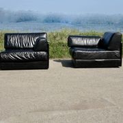 Canapé De Sede DS-76, cuir noir, modulable, Suisse, années 70