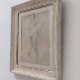 Drawing Female Nude signed P. Bréchat 1955