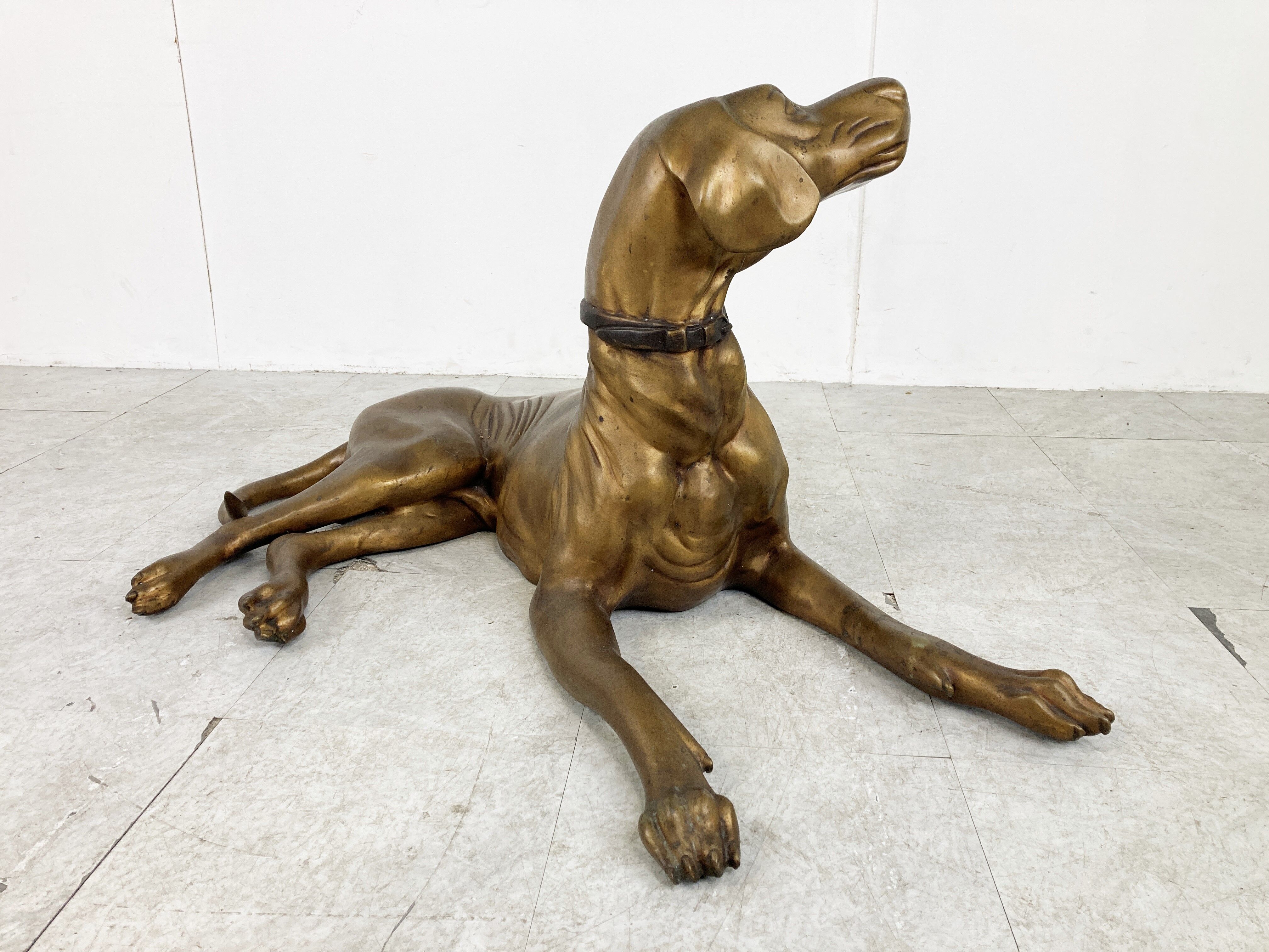 Life size brass dog sculpture, 1960s