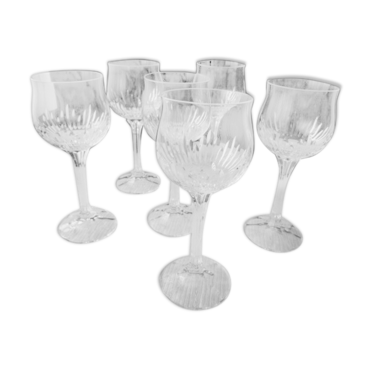 Set of 6 glasses of rosé or red wine in crystalline