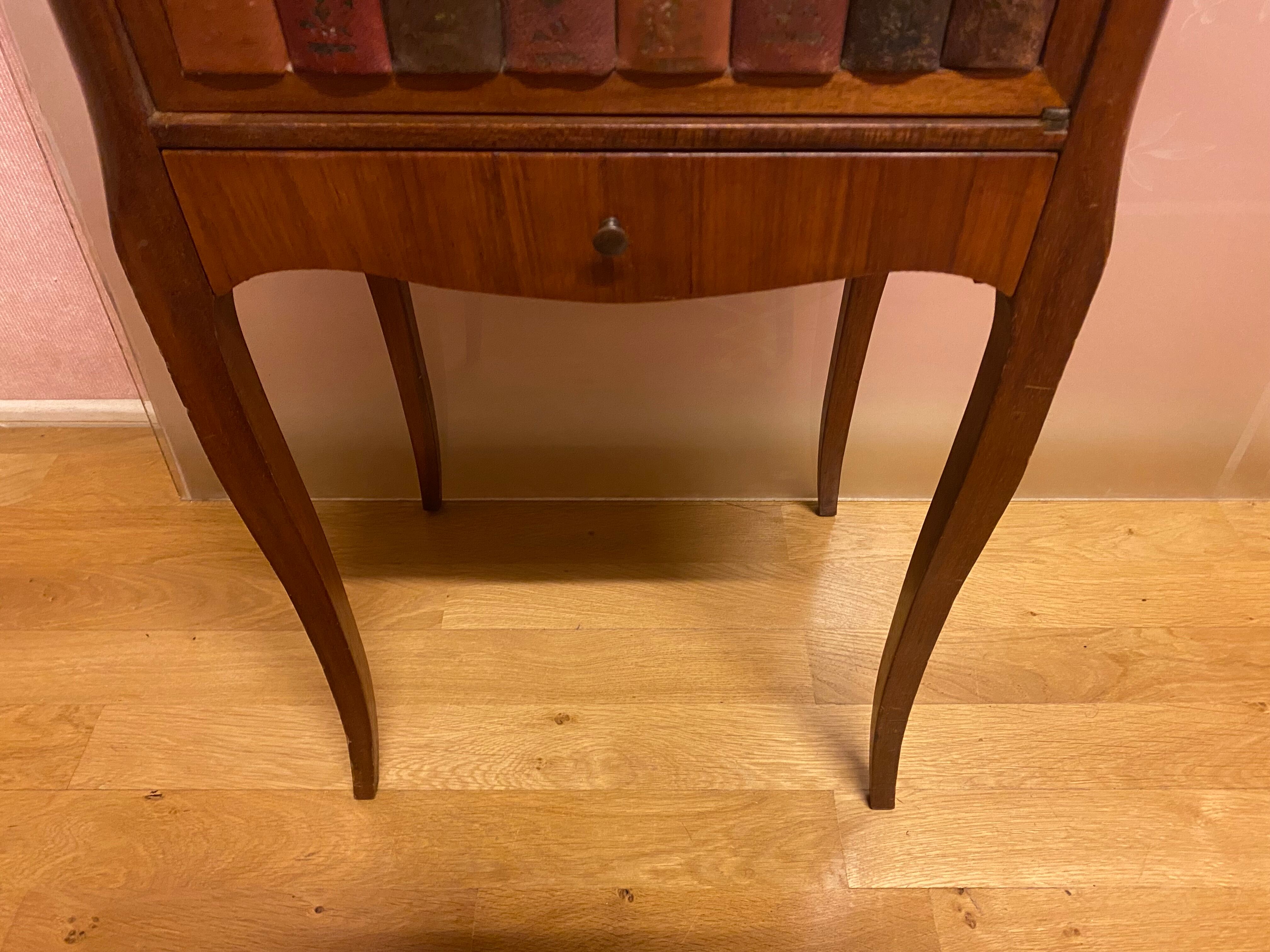 Louis XV style bedside, door imitating books