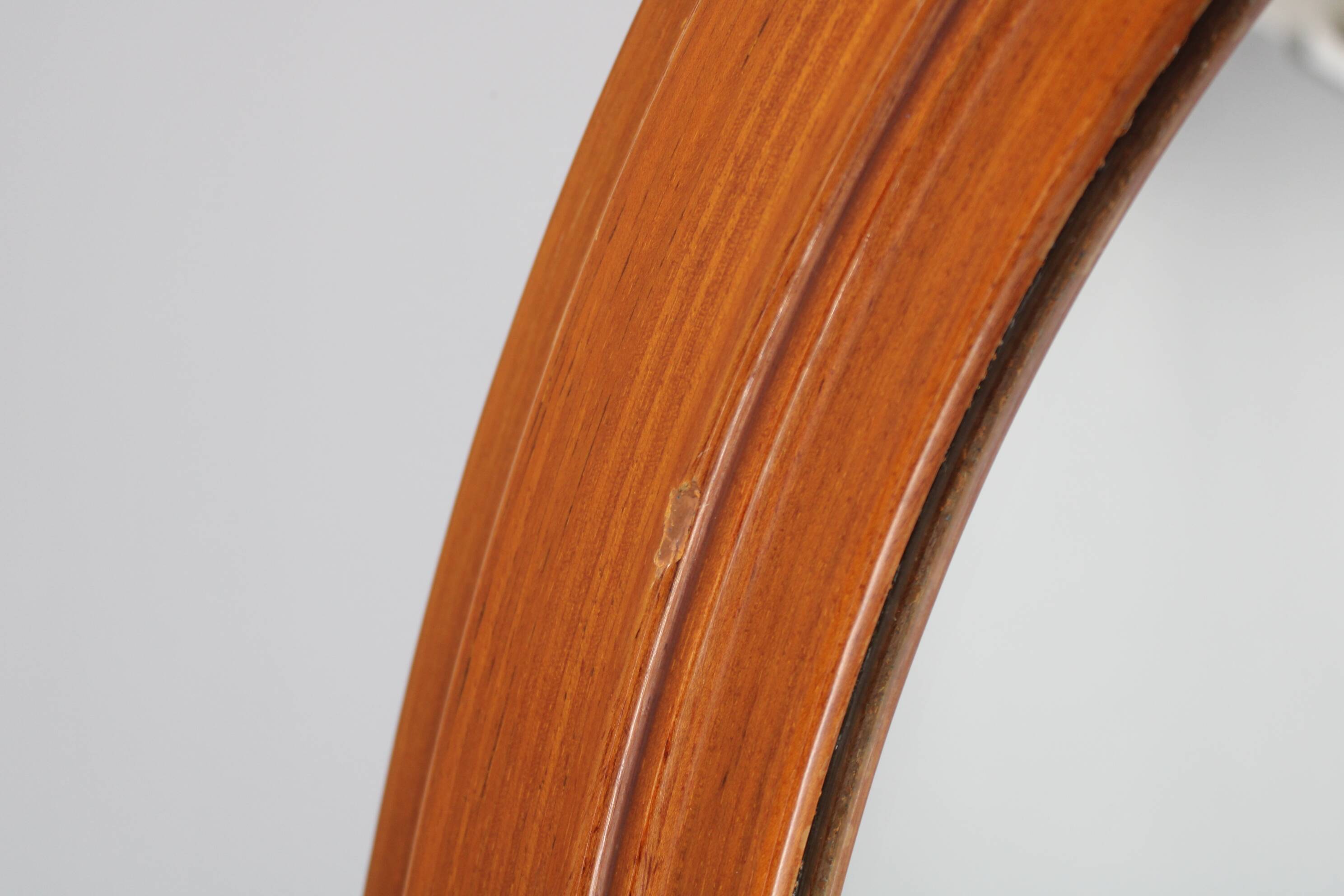 1970s Oval Wooden Mirror, Italy
