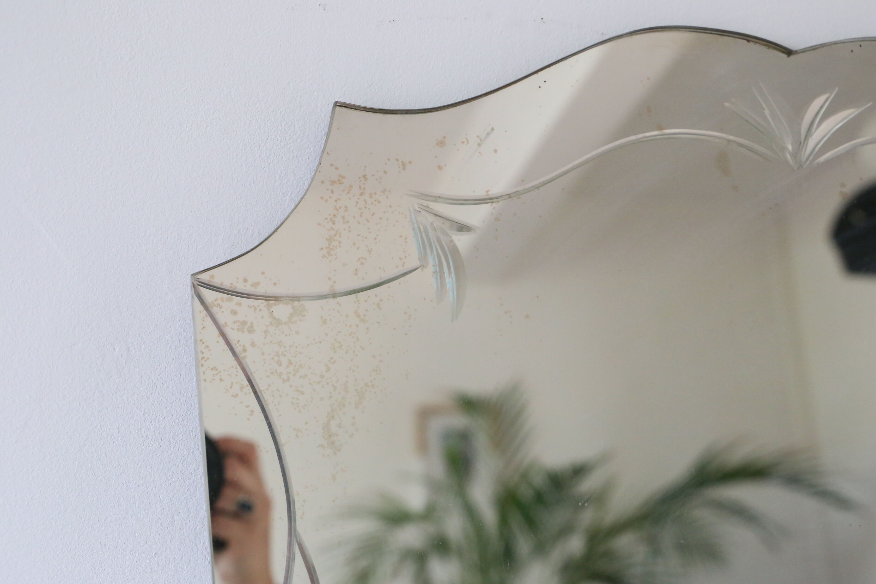 Bevelled, chiseled, antique, art deco wall mirror