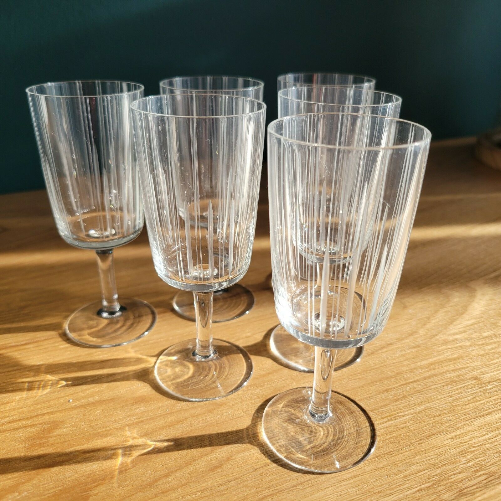Set of 6 glasses on foot wine or liqueur decoration engraved features art deco