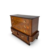 Commode italienne Art déco en ronce de noyer, années 1920