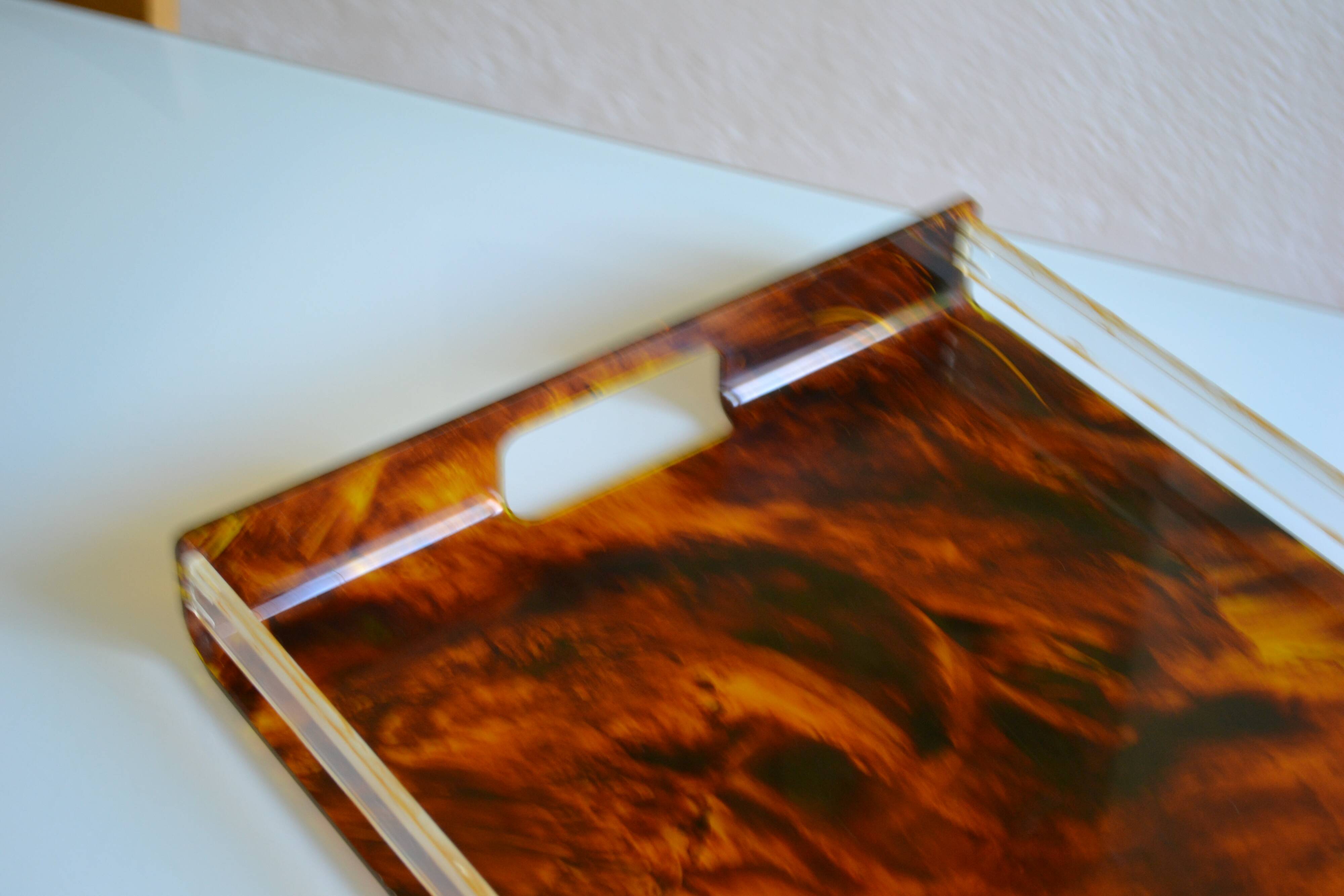 Acrylic plateau with tortoiseshell pattern Jansen Mercier Willy Rizzo