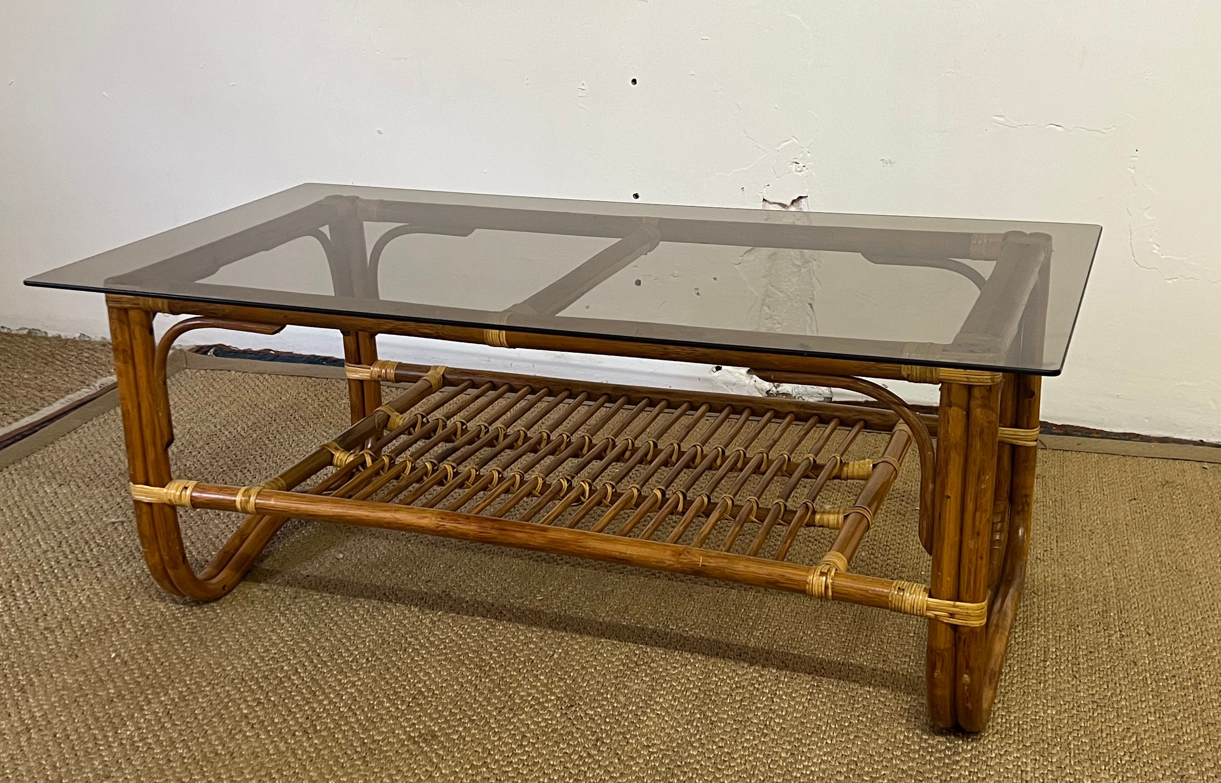 Bamboo and rattan coffee table