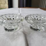 2 low crystal candlesticks