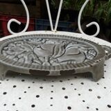 Art Deco period grey enamelled cast iron trivet