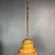 Midcentury Italian pencil reed rattan bamboo and brass hanging lamp pendant