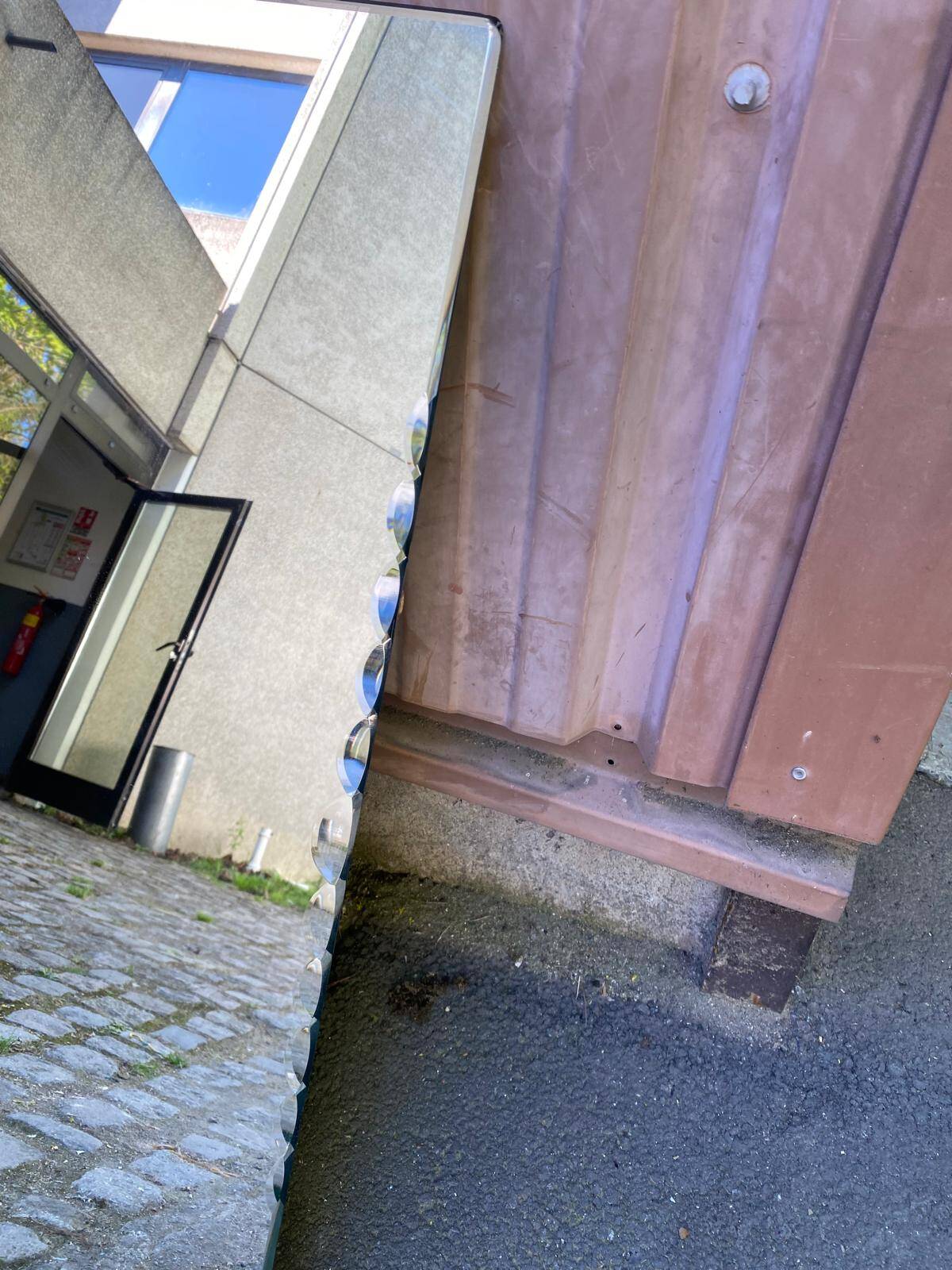 Bistro brasserie mirror, sculpted and bevelled, 1980, 228x80cm.