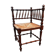 Chaise d'angle bois tourné assise paille
