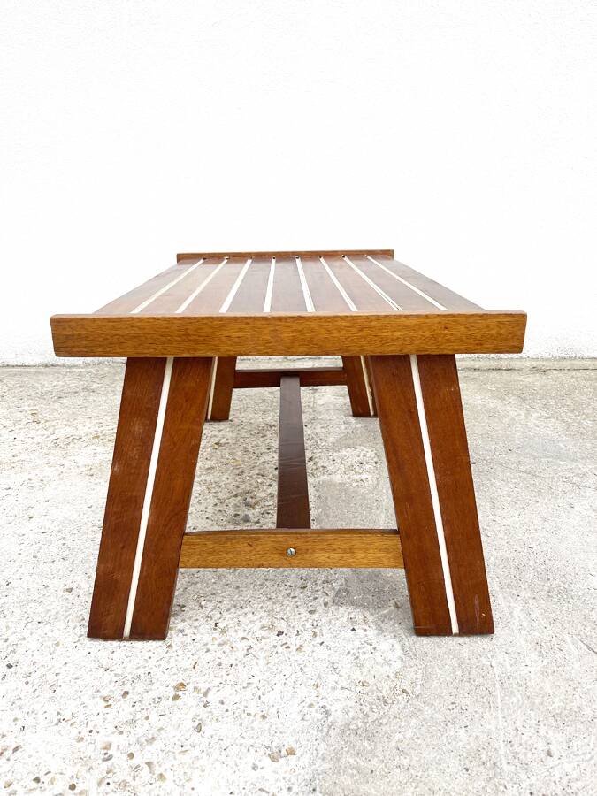 Modernist laminated wood coffee table, 1970.