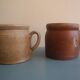 lot of 2 old rustic decorative stoneware pots