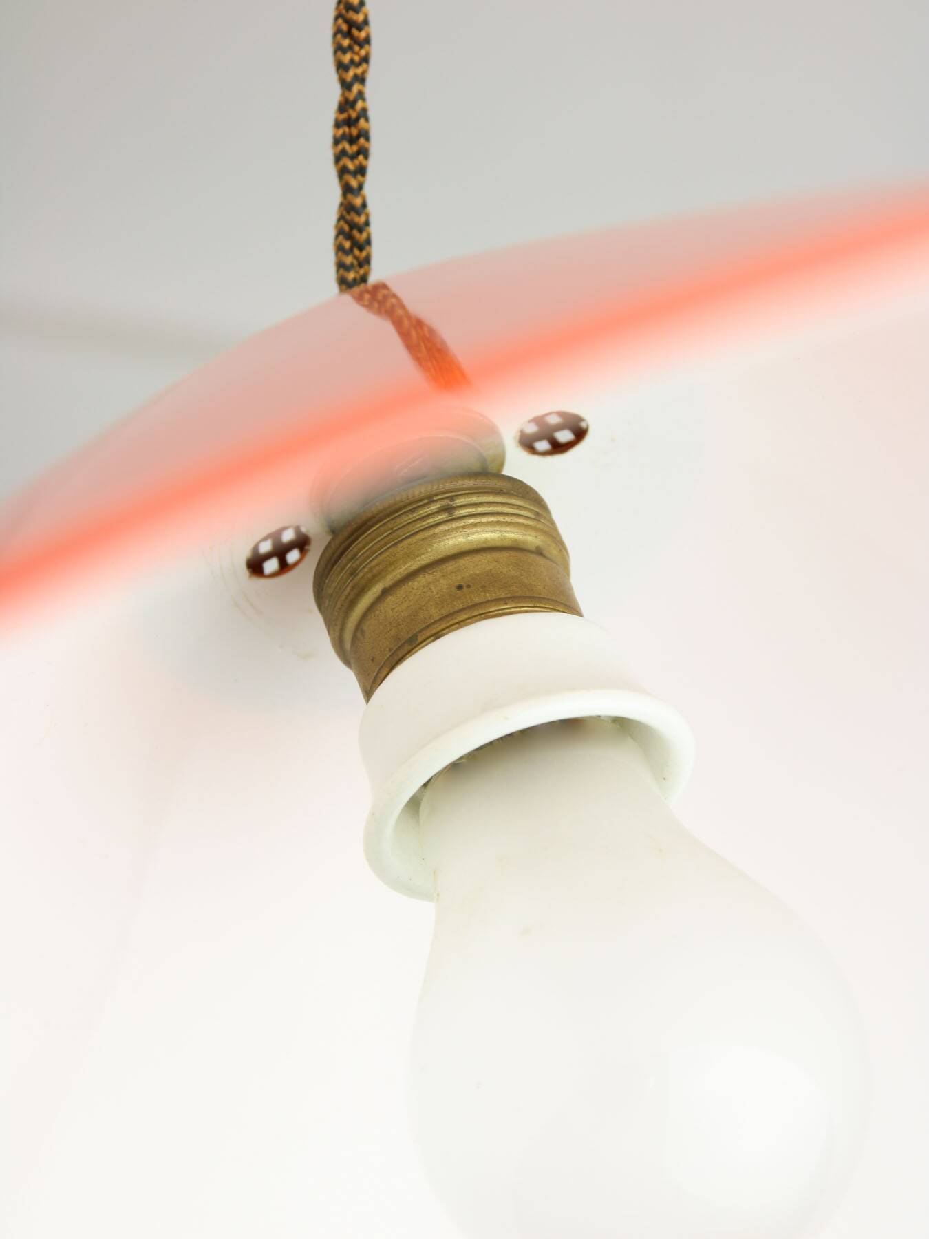 Mid-Century Modern Italian Orange Plexiglass and Brass Pendant Lamp, 1960s