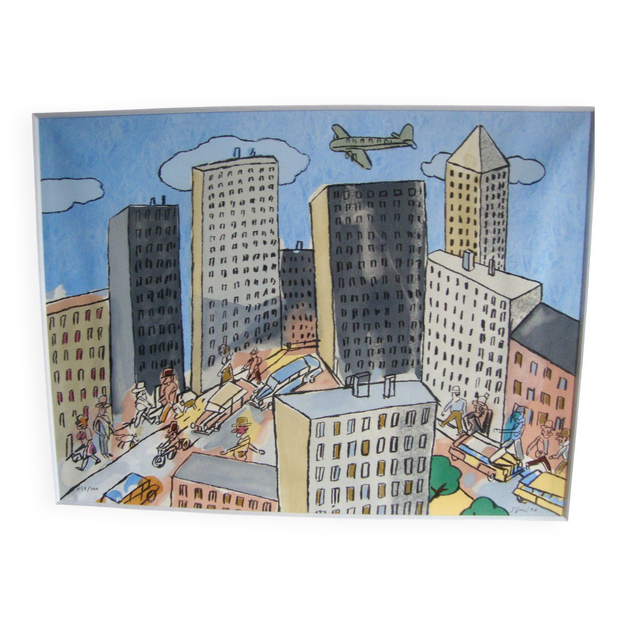 Antonio segui original lithograph from 1996 signed "the songs of the city"