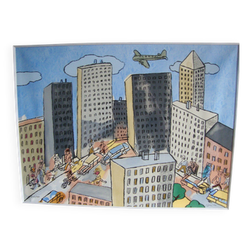 Antonio segui lithographie originale de 1996 signée "les chants de la ville